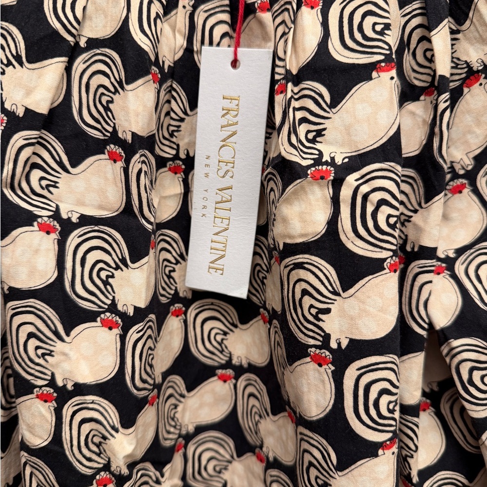 NWT FV Peasant Blouse with Print - Black & Cream with a hint of red - Picture 2 of 5
